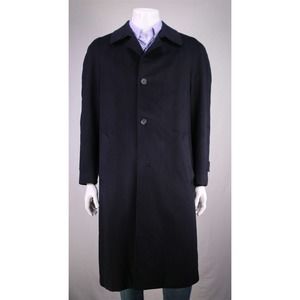 Canali Navy Blue Full Length 100% Cashmere Loro Piana Overcoat Coat 38R